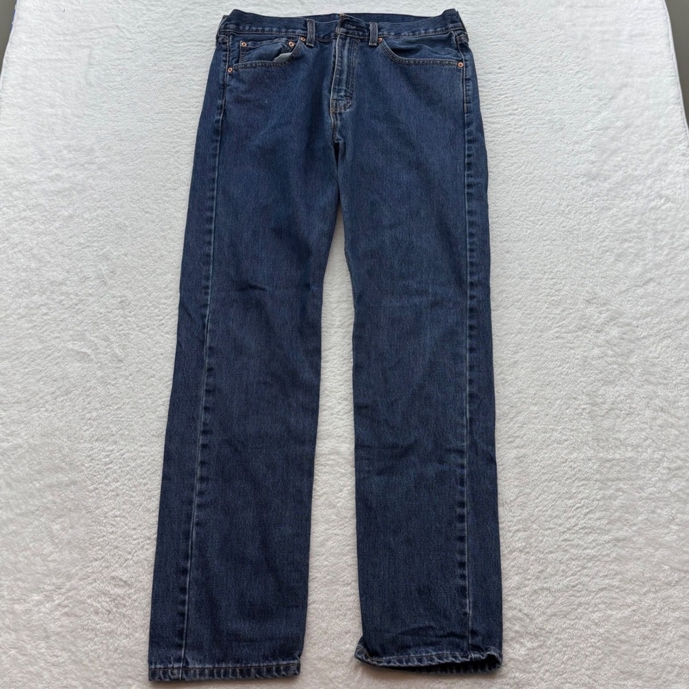 Levis 505 Regular Fit Straight Leg Blue Denim Jeans Mens 34x34